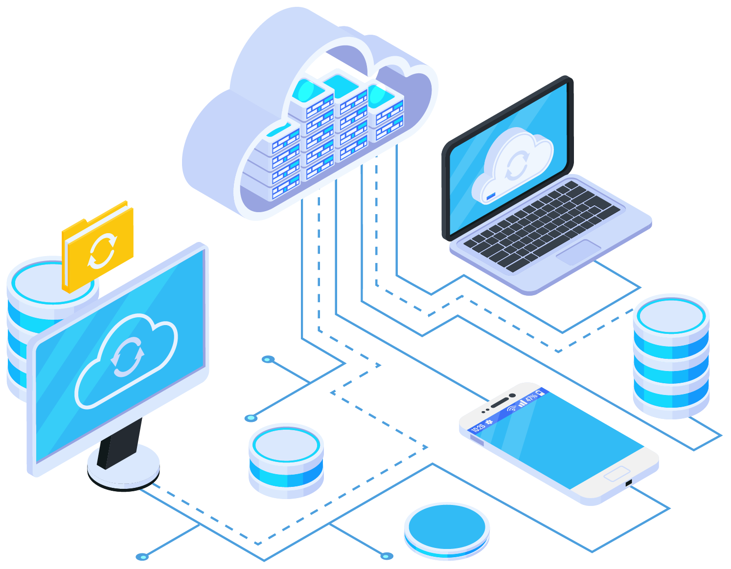 Operating Storage and backup devices interconnected 